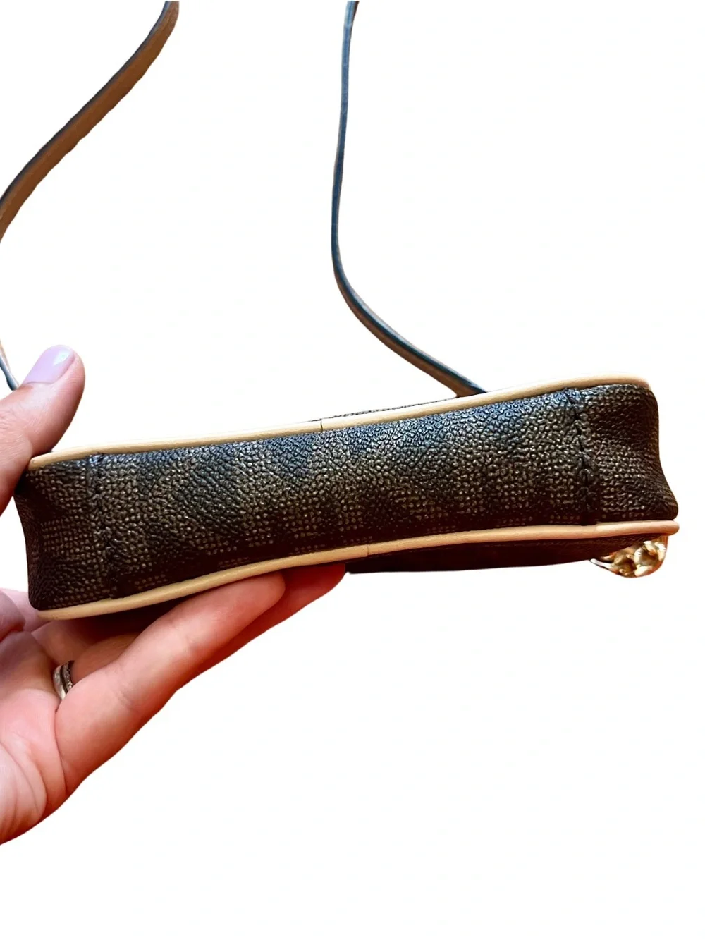 Michael Kors small (mini) crossbody Fulton brown - top zip EUC!